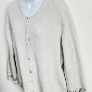 Light Shiny Cardigan Cashmere polyester pullover size M Knitted sweater